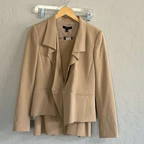 NWT Ann Taylor Beige 2 Piece Skirt Suit - Picture 5 of 12